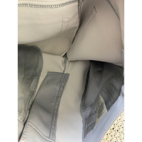 Aritzia Wilfred Gray Faux Leather Pants Women size 00 Straight Leg Moto Neutral - Picture 15 of 16